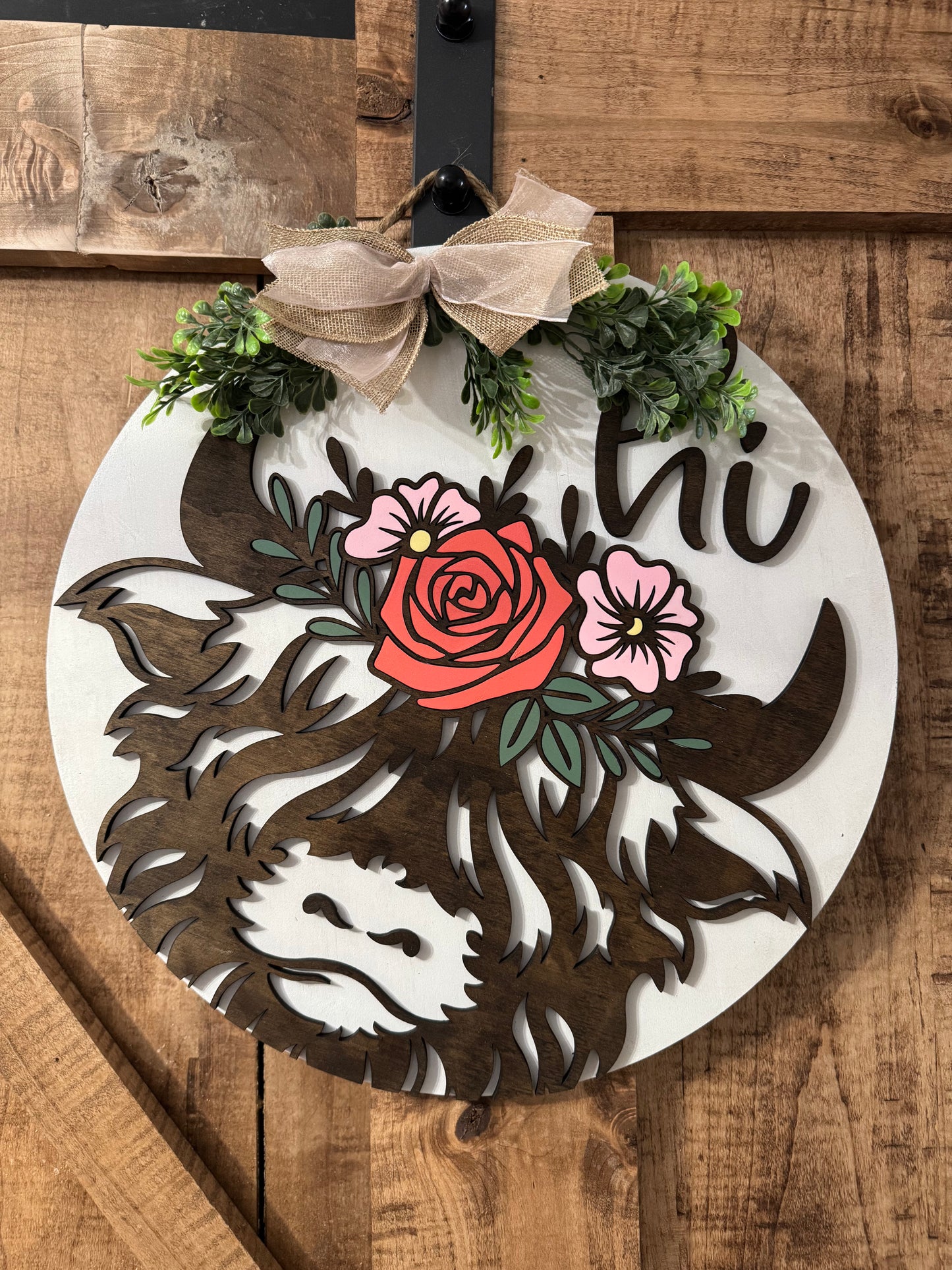 Highland Cow Round Sign