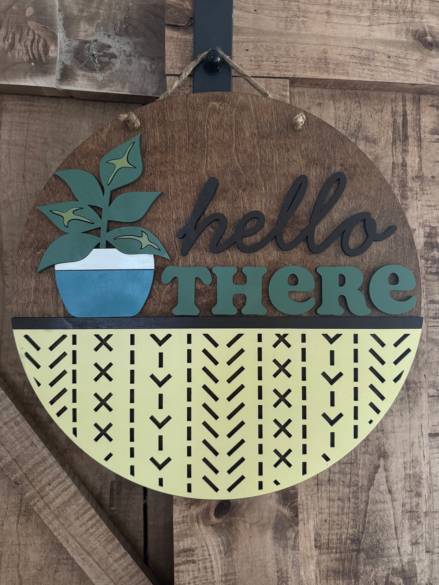 Live Laugh Leave Plant Round Sign