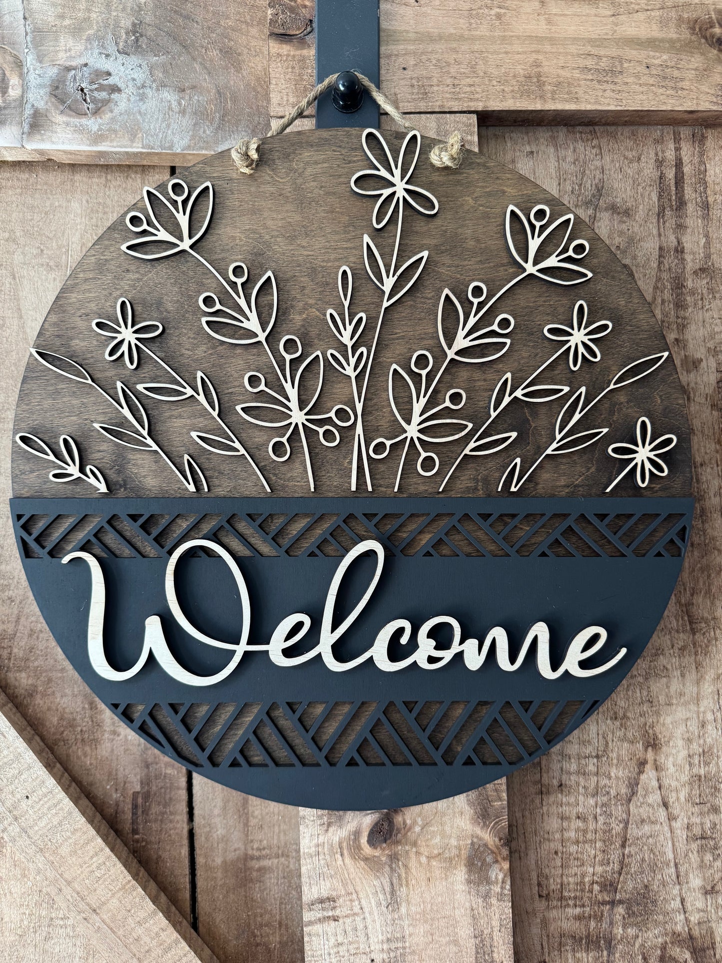 Welcome flower basket Round