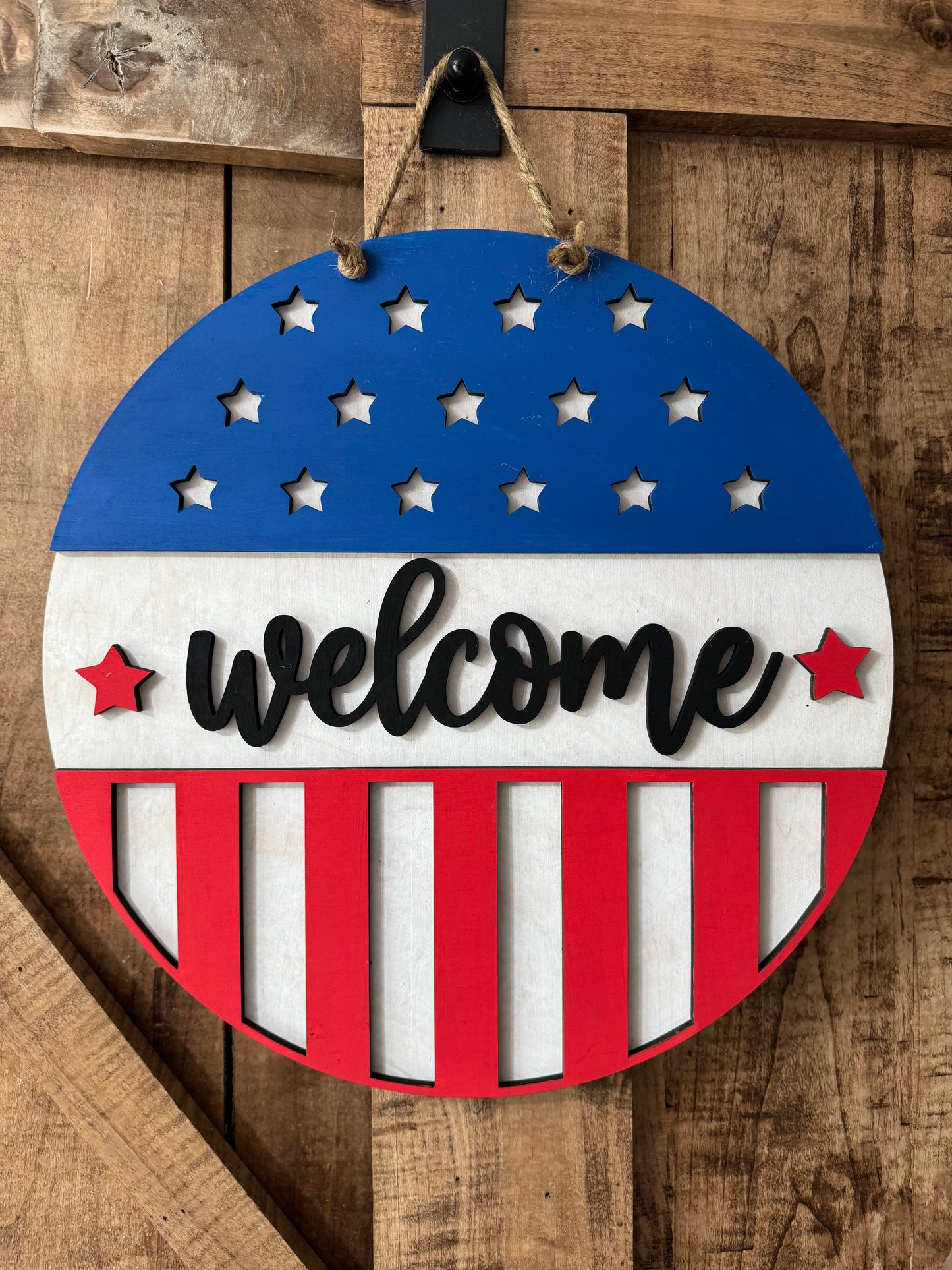 Patriotic Welcome Round Sign