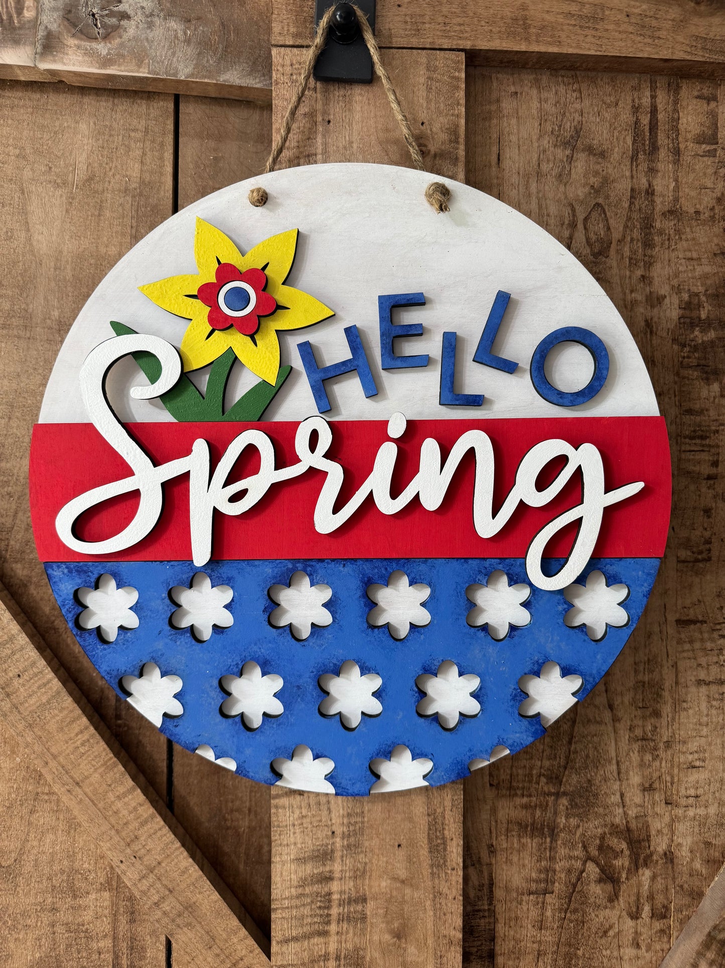 Hello Spring Round Sign