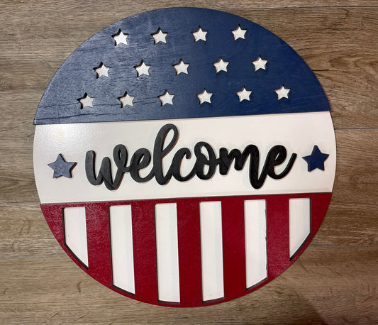 Patriotic Welcome Round Sign