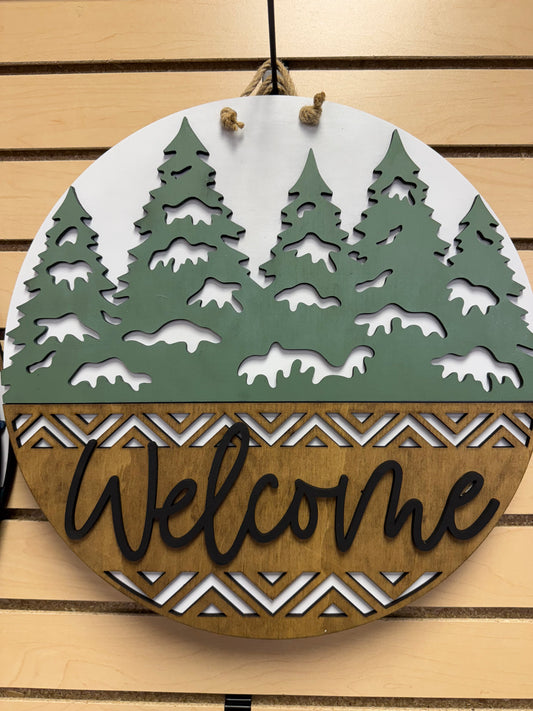 Welcome Trees Round Sign