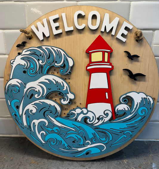 Lighthouse Round Welcome Sign