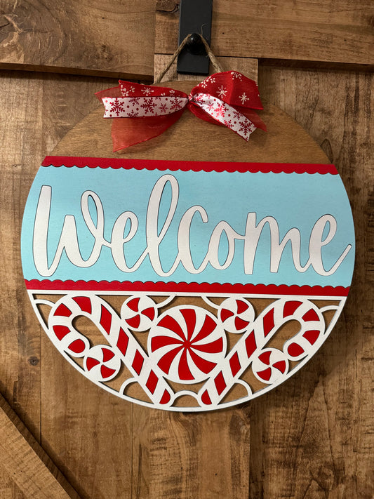 Candy Cane Welcome Door Hanger