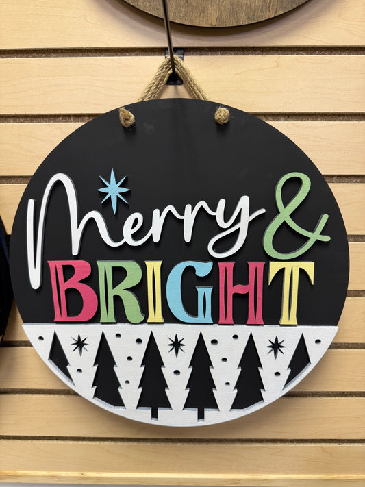 Merry & Bright Round Sign
