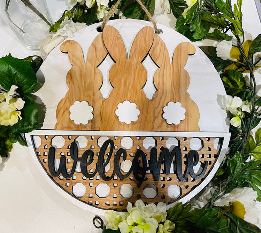 Easter Bunny Round Welcome Sign