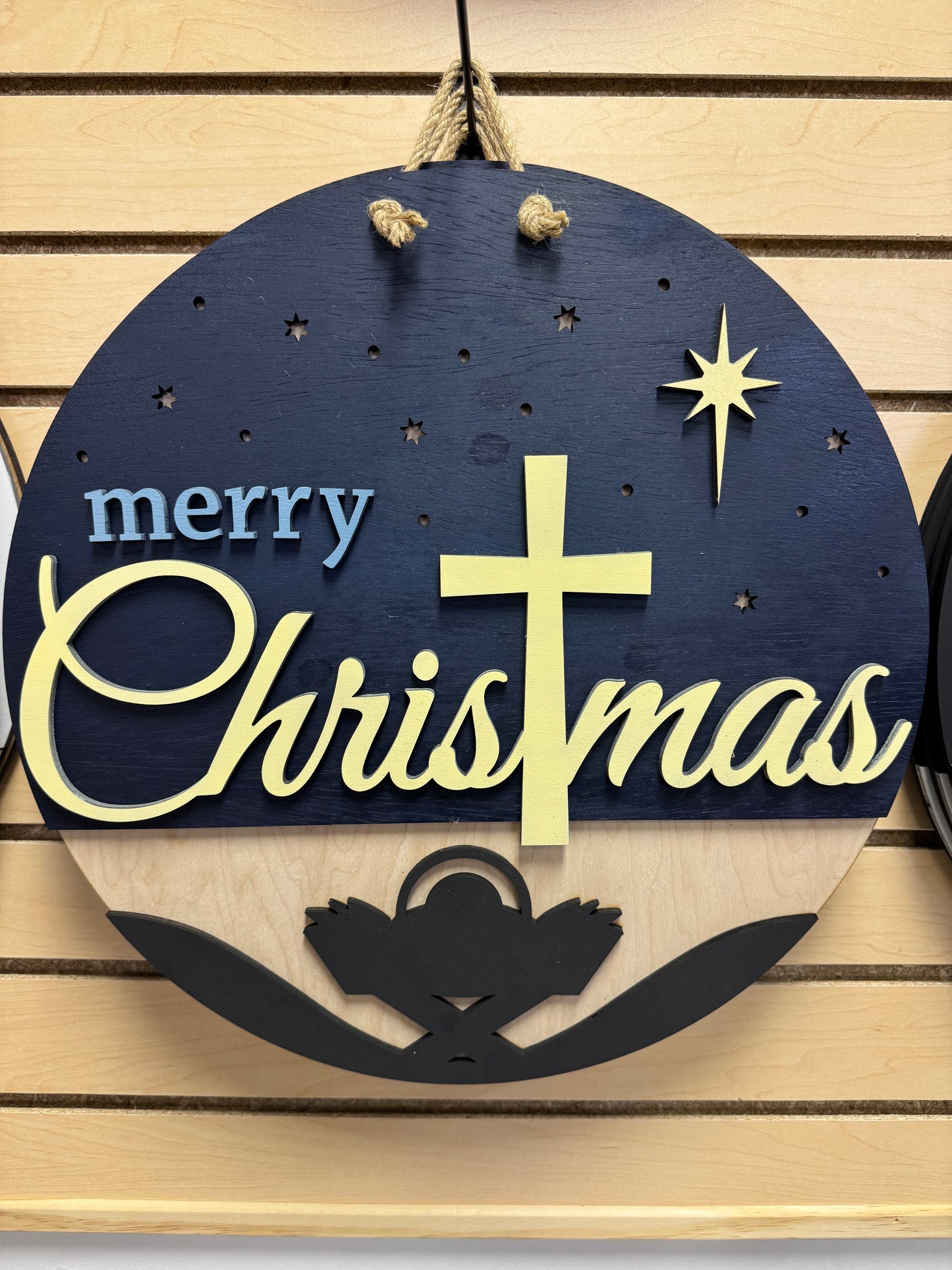 Merry Christmas Nativity Round Sign