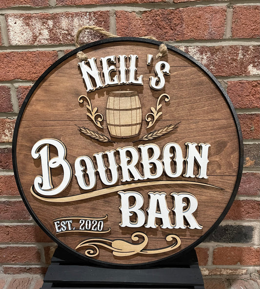 Personalized Bourbon Bar Round