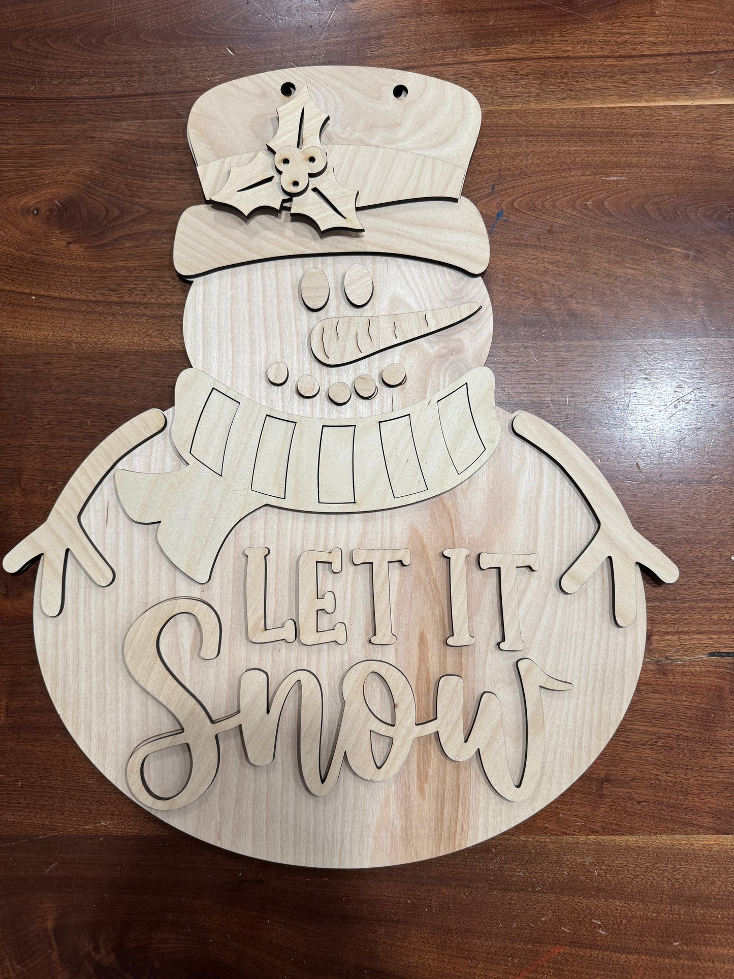 Let it Snow Wood Snowman Blank Kit