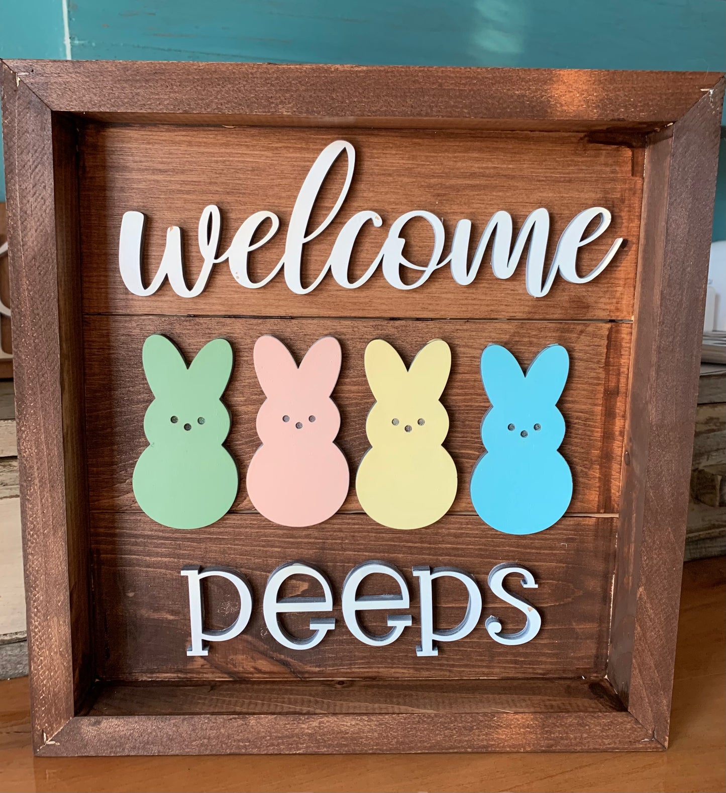 Welcome Peeps Box Frame Sign