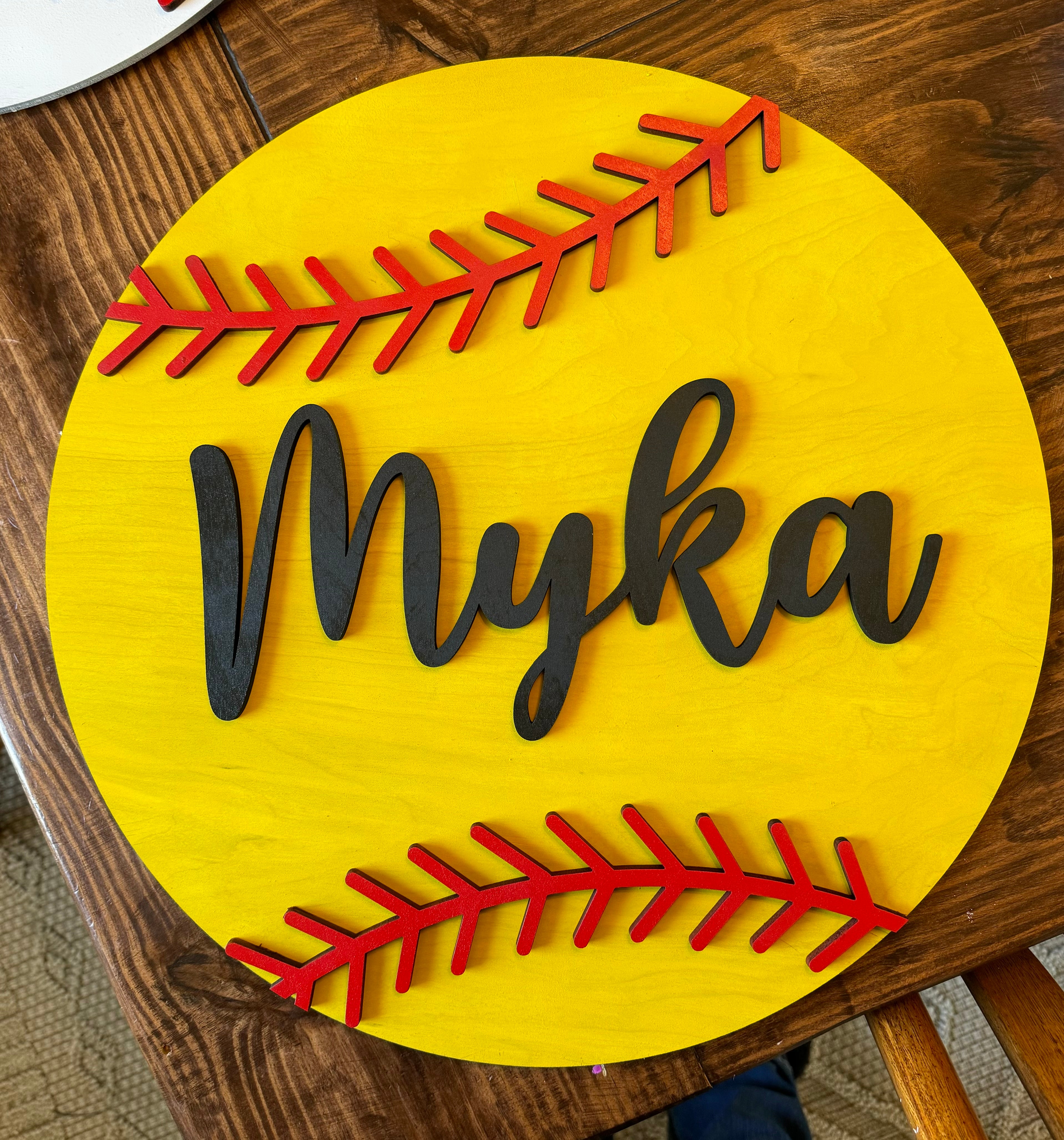 Softball Personalized Round Sign – Nailed It Wood Projects