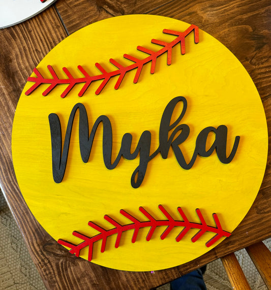 Softball Personalized Round Sign