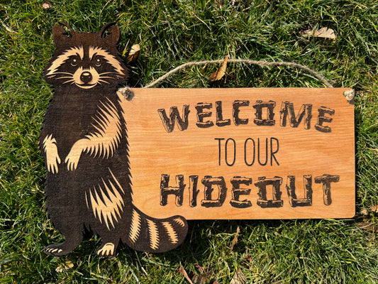 Raccoon Welcome Sign